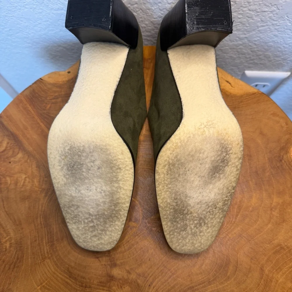 Donald J Pliner Olive Green Block Heel Shoes Booties Shooties Womens‎ sz 7
